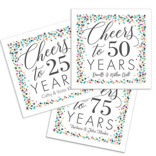 Cheers to Your Years Confetti Napkins